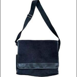 Kenneth Cole New York Messenger Shoulder Bag Black Faux Suede Adjustable…